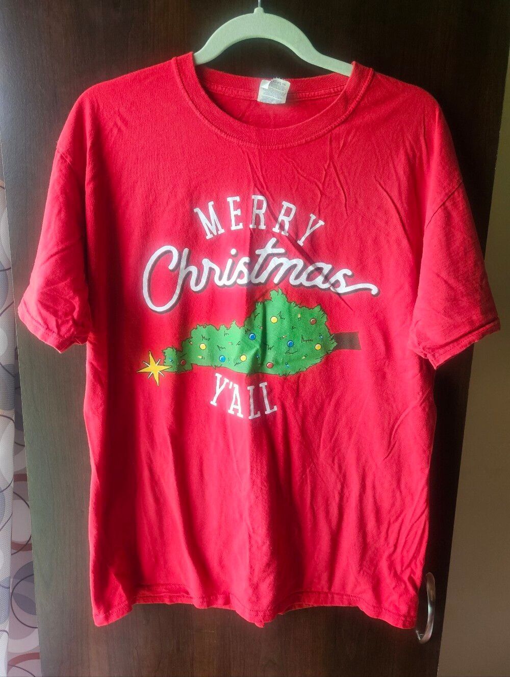 Jerzees Kentucky Red 'Merry Christmas Y'all' Tee Size Large